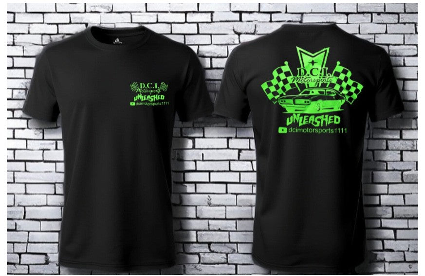 DCI Motorsports Unleashed- Tee's — Black/Neon Green Image / M