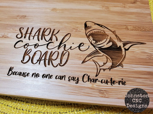 Shark Coochie Board |  Because No One Can Say Charcuterie | Cutting Board | Serving Board | Tray | Party | White Elephant Gift | Humor | Fun | Johnston Fabrications LLC