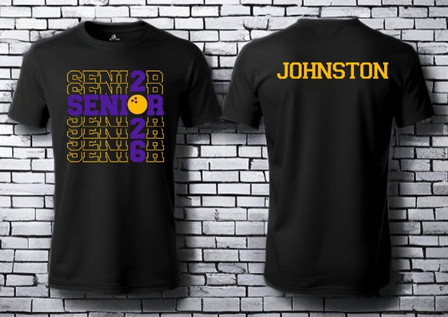 2026 Senior Bowling Tee — Black / Extra Add On-Name